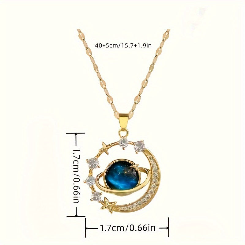 Elegant Starry Sky Gemstone Pendant Necklace – A Stunning Gift with 3D Floating Display