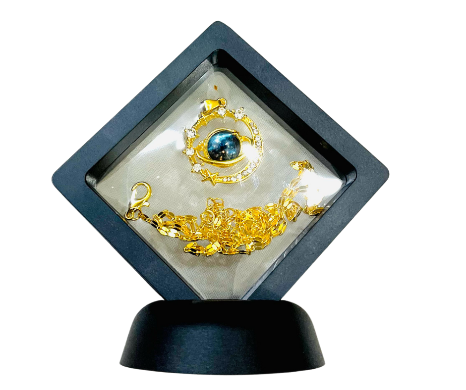 Elegant Starry Sky Gemstone Pendant Necklace – A Stunning Gift with 3D Floating Display